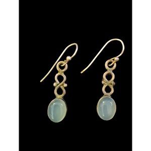 925 Sterling Silver Infinity Natural Stone Wire Hook Drop Dangle Earrings